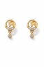 Leaf Charm Gold Drop Earrings