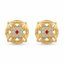 Traditional Square Floral Gold Earrings