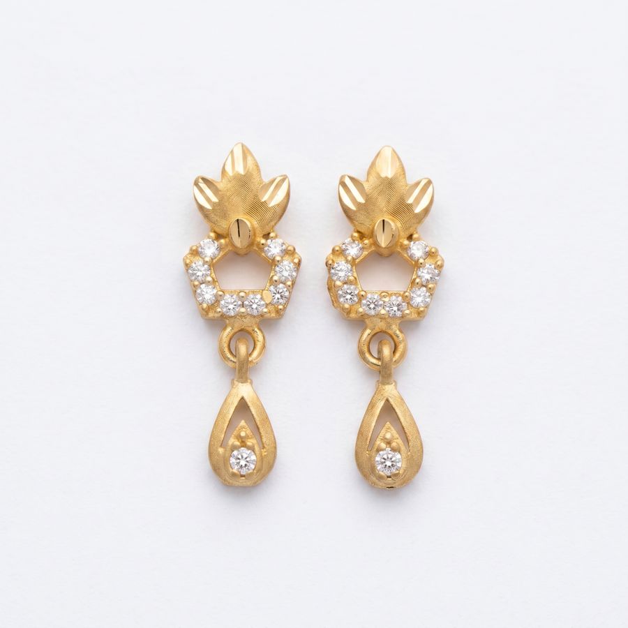 Golden Blossom Sparkle Drop Earrings
