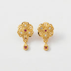 Ruby Blossom Designer Drop Earrings