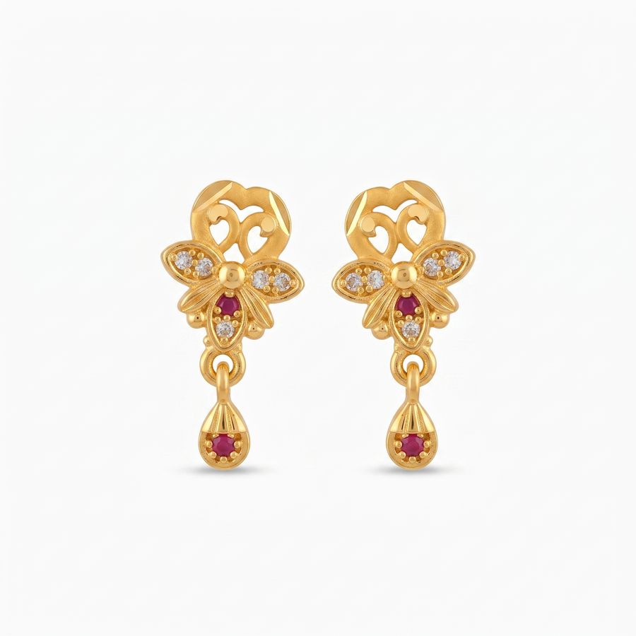 Ruby Blossom Drop Earrings