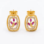 Ruby Floral Frame Stud Earrings