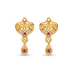 Royal Ruby Leaf Drop Earrings