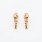 Heart Cutwork Hoop Earrings with Bead Drop