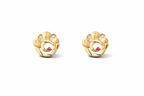 Floral Ruby Gold Stud Earrings
