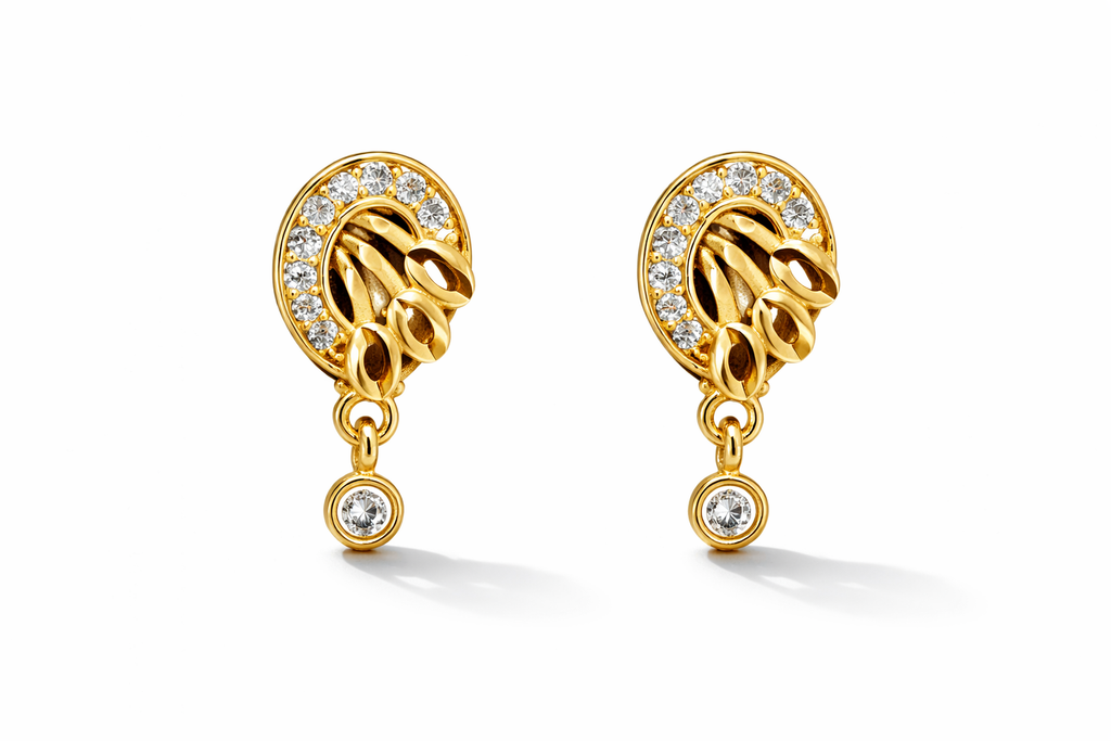 Elegant Floral Gold Drop Earrings