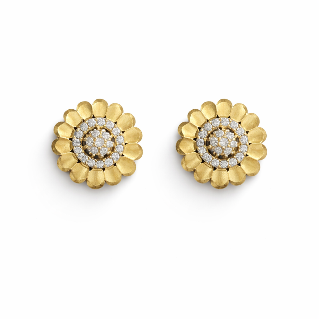 Golden Floral Spark Stud Earrings