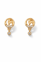 Leaf Charm Gold Drop Earrings