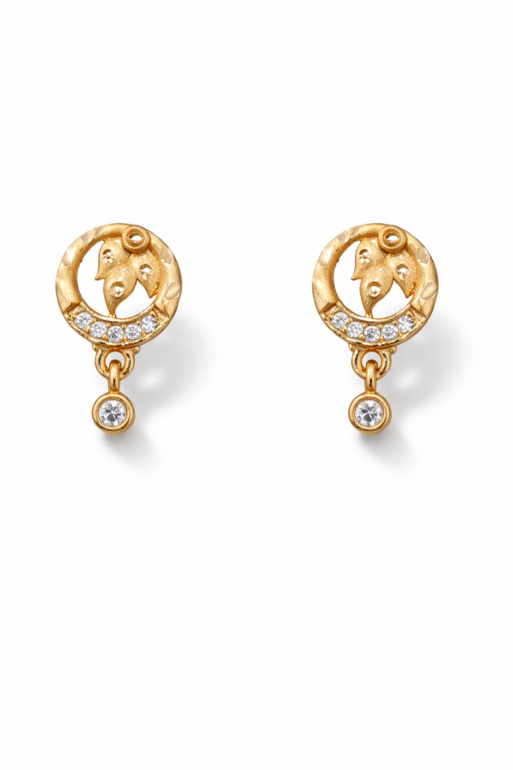 Leaf Charm Gold Drop Earrings