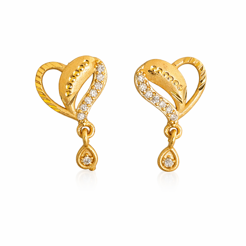 Gold Heart Drop Earrings Main image