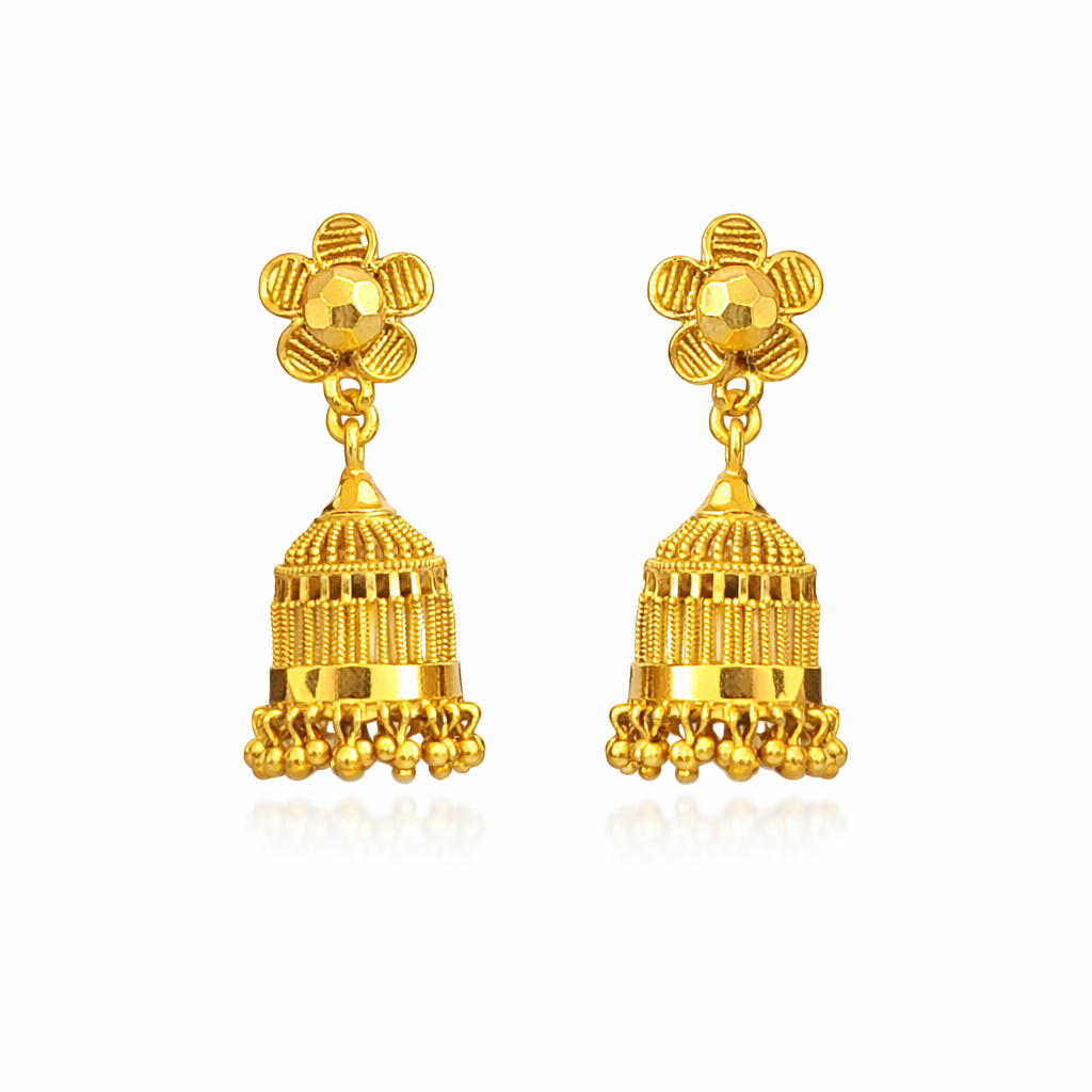 Gold Floral Jhumki Earrings Main image