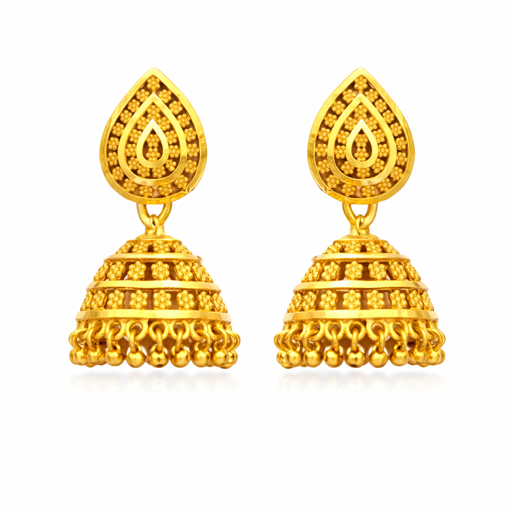 Gold Teardrop Jhumka Earrings Main image