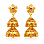 Gold Floral Double Jhumka Earrings