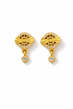 Gold Fan Drop Earrings