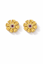 Floral Ruby Stone Stud Earrings