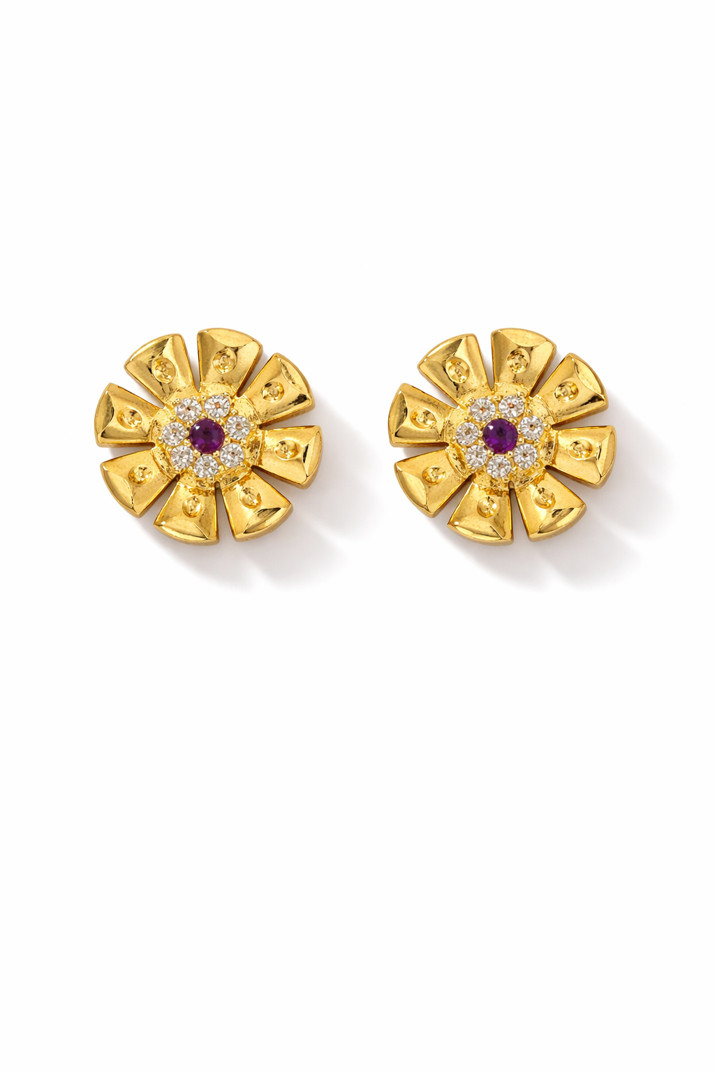 Floral Ruby Stone Stud Earrings