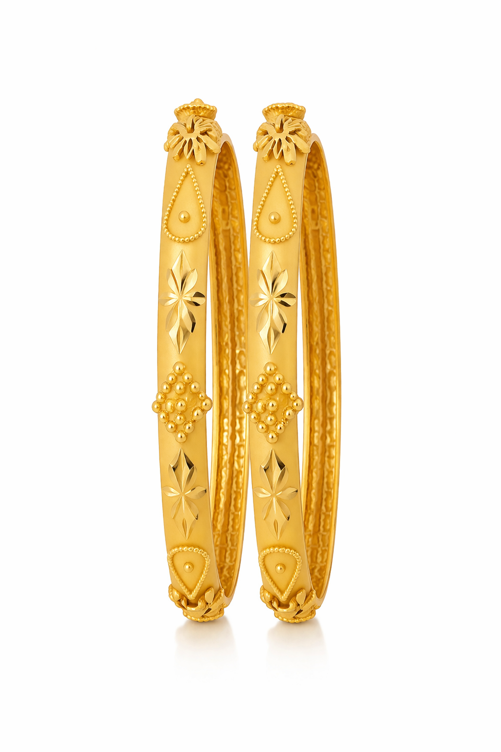 Elegant Floral Matte Gold Bangles Main image