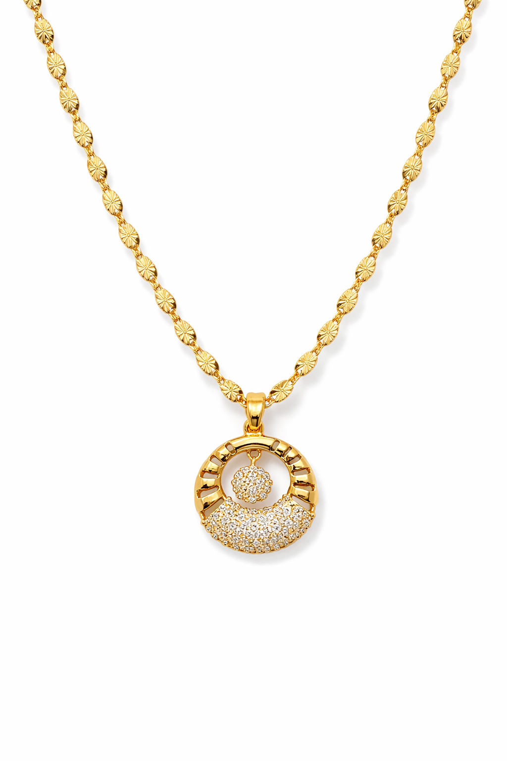 Elegant Circular Drop Stone Pendant Necklace Main image