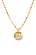 Elegant Circular Drop Stone Pendant Necklace