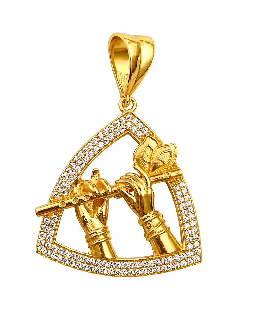 Divine Krishna Flute Heart Pendant Main image