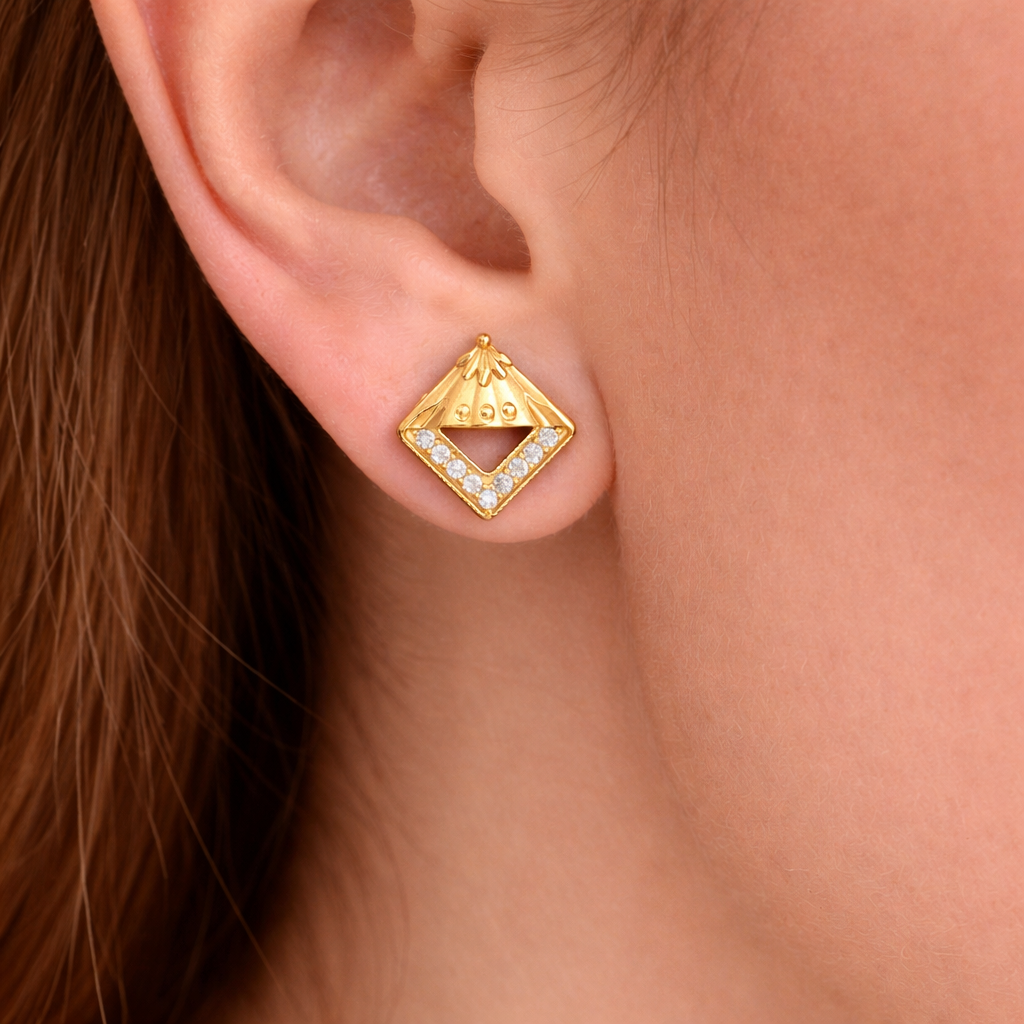 Modern Triangle Gold Stud Earrings