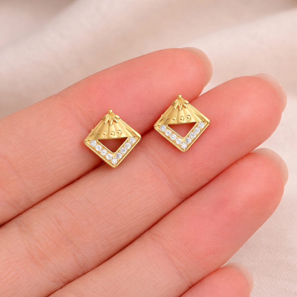 Modern Triangle Gold Stud Earrings