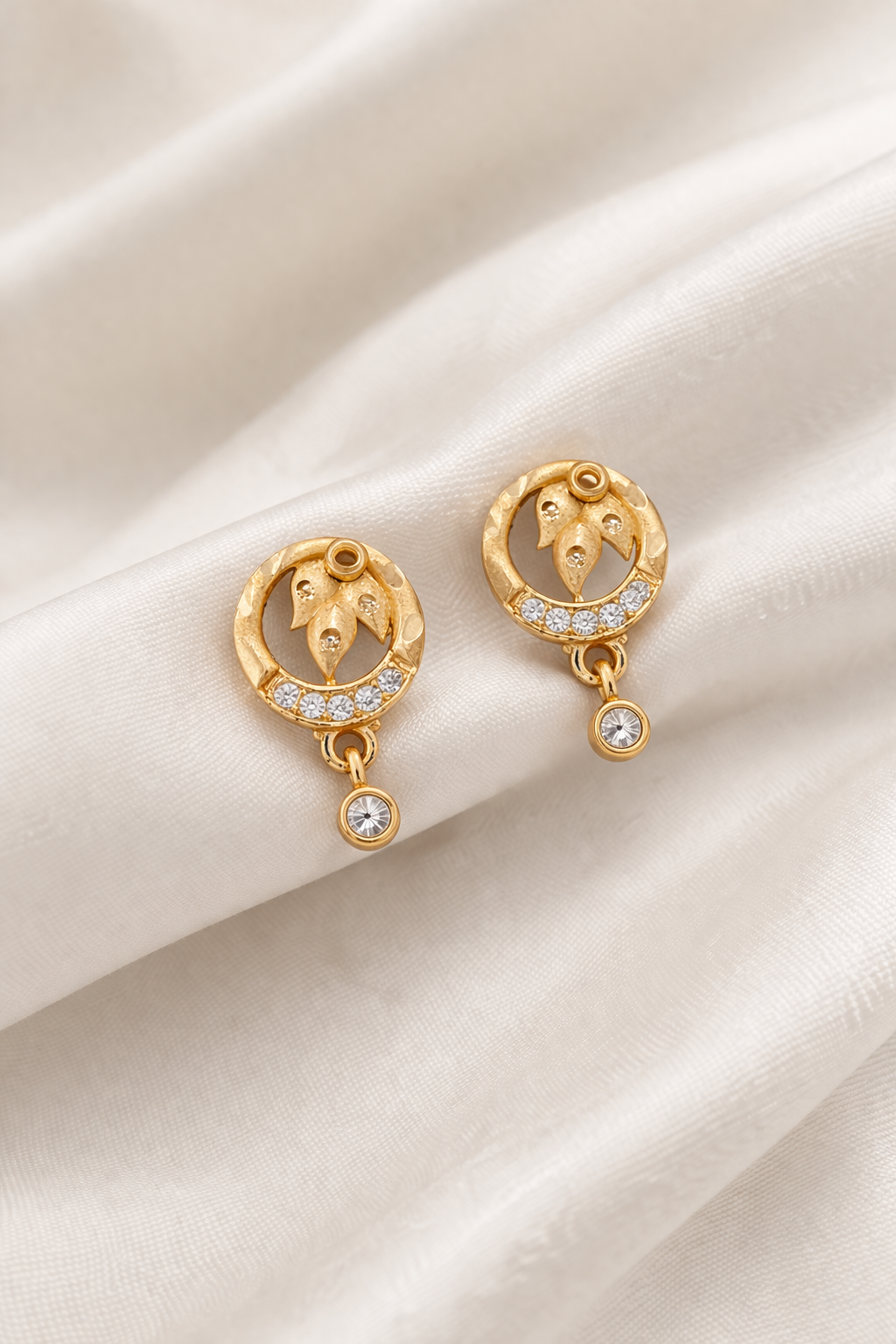 Leaf Charm Gold Drop Earrings