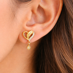 Gold Heart Drop Earrings
