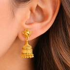 Gold Floral Jhumki Earrings