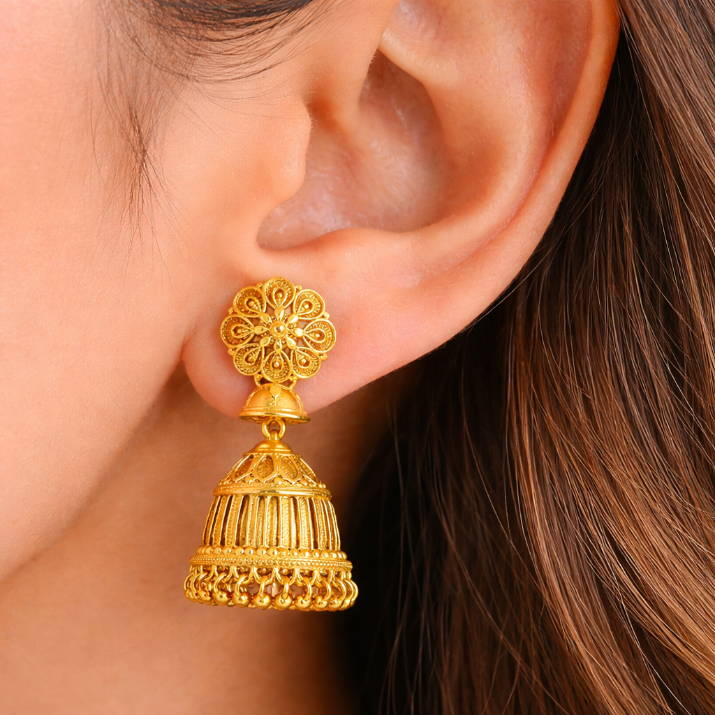 Gold Traditional Jhumka Earrings