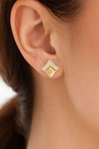 Diamond Square Stud Earrings