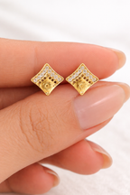 Diamond Square Stud Earrings
