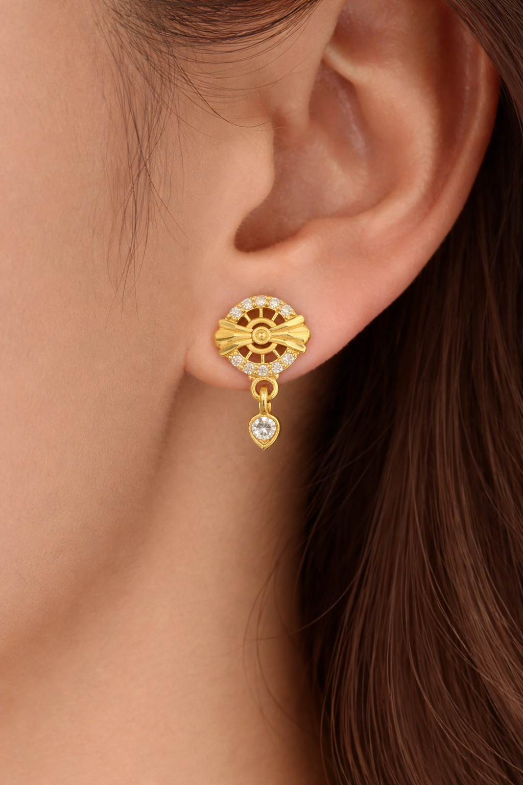 Gold Fan Drop Earrings