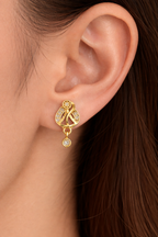 Gold Elegant Drop Stud Earrings