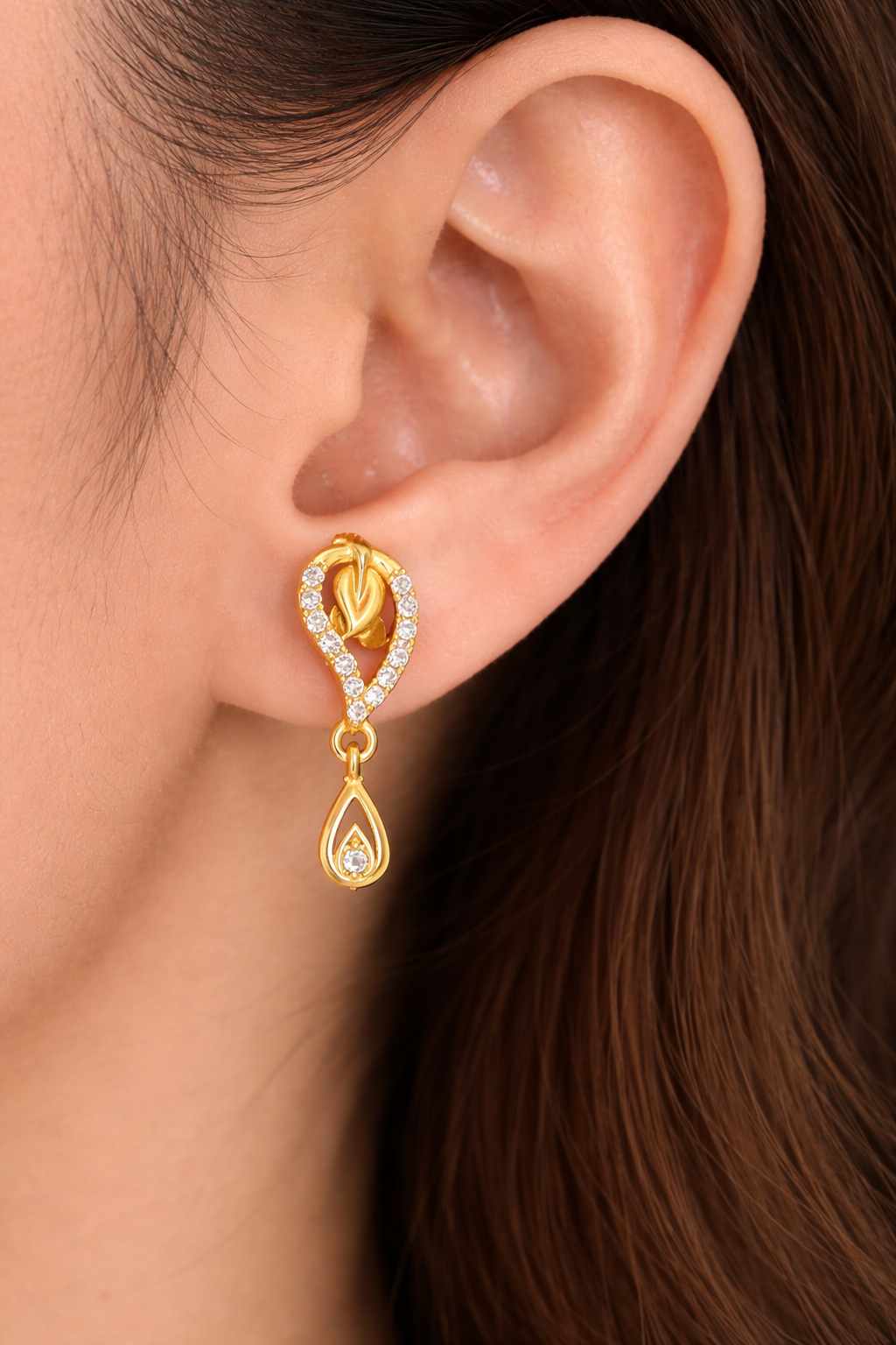Gold Leaf Drop Earrings Secondary image
