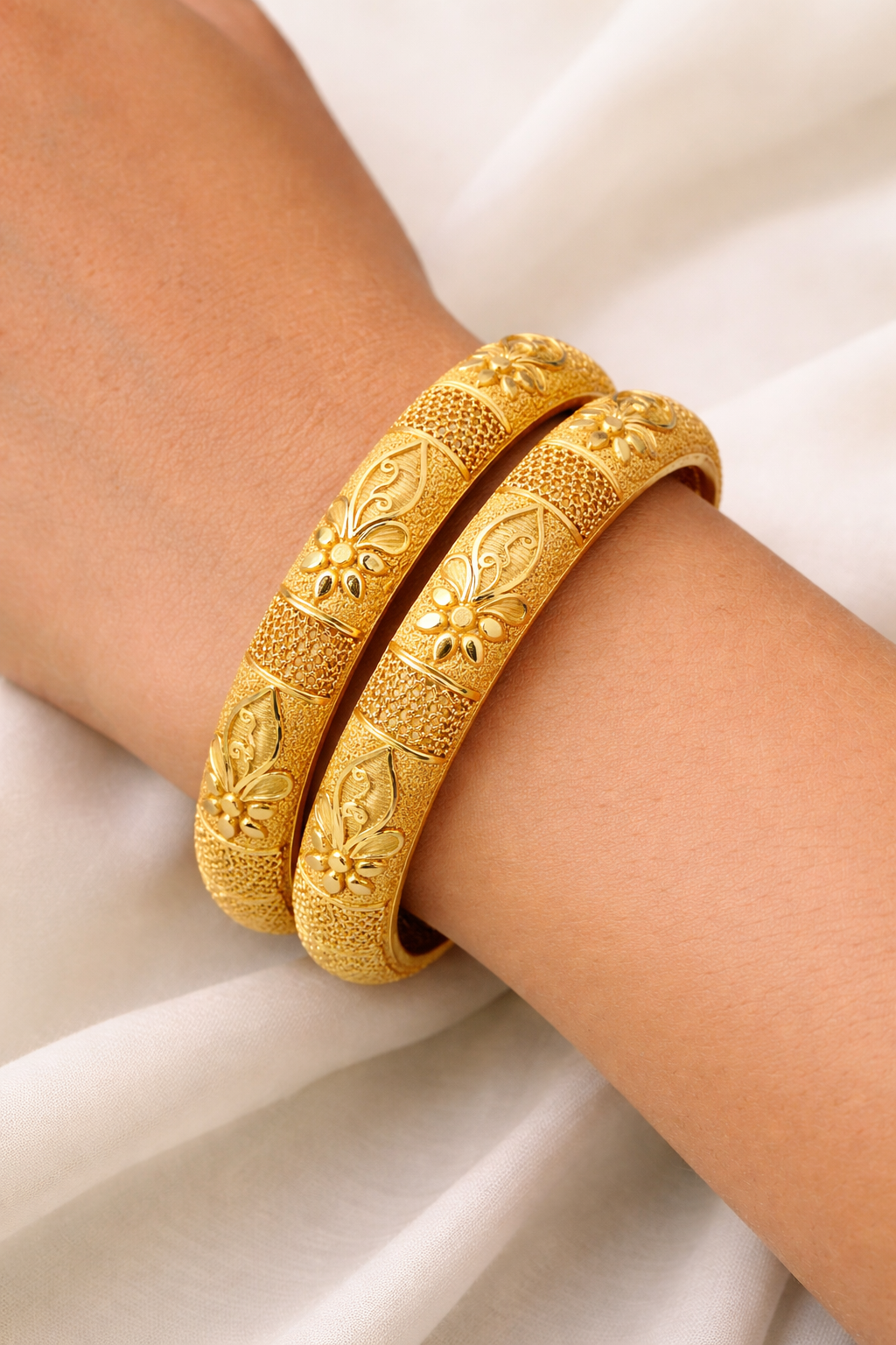 Royal Floral Antique Gold Bangles Secondary image
