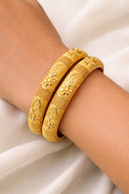 Royal Floral Antique Gold Bangles