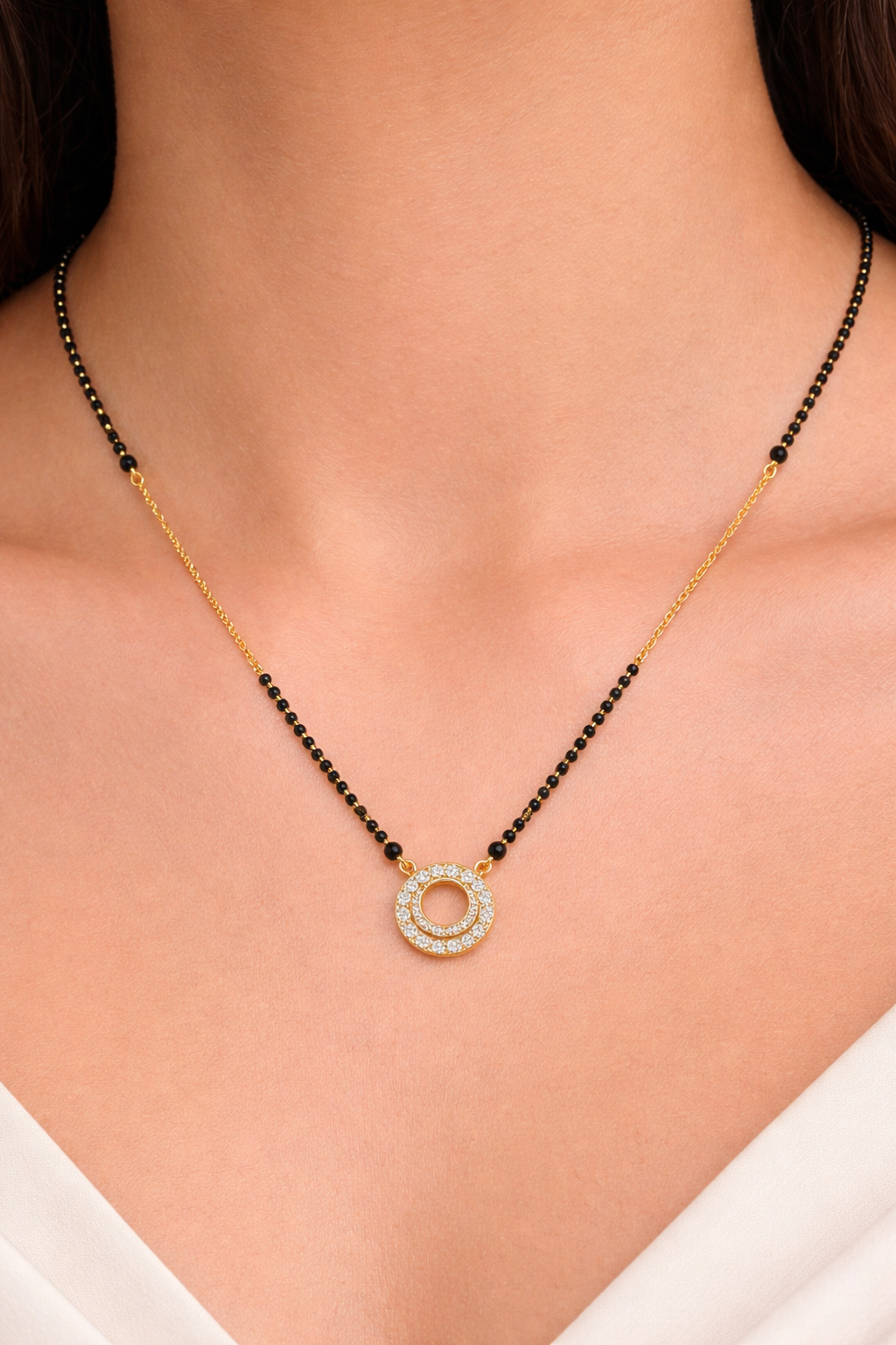 Elegant Double Circle Stone Mangalsutra Secondary image