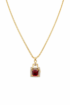 Elegant Ruby Stone Pendant Gold Necklace