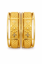 Elegant Floral Antique Gold Bangles Set