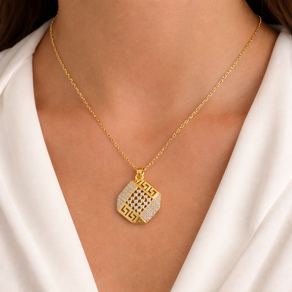 Geometric Sparkle Pendant Set Secondary image