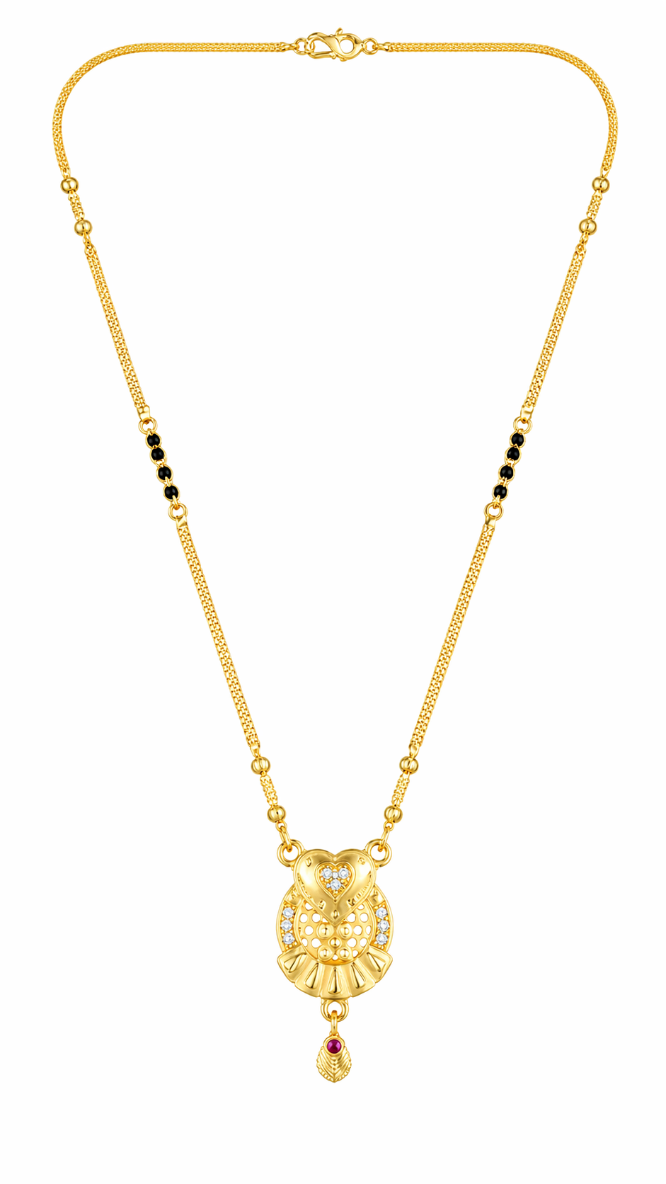 Heart Owl Charm Mangalsutra