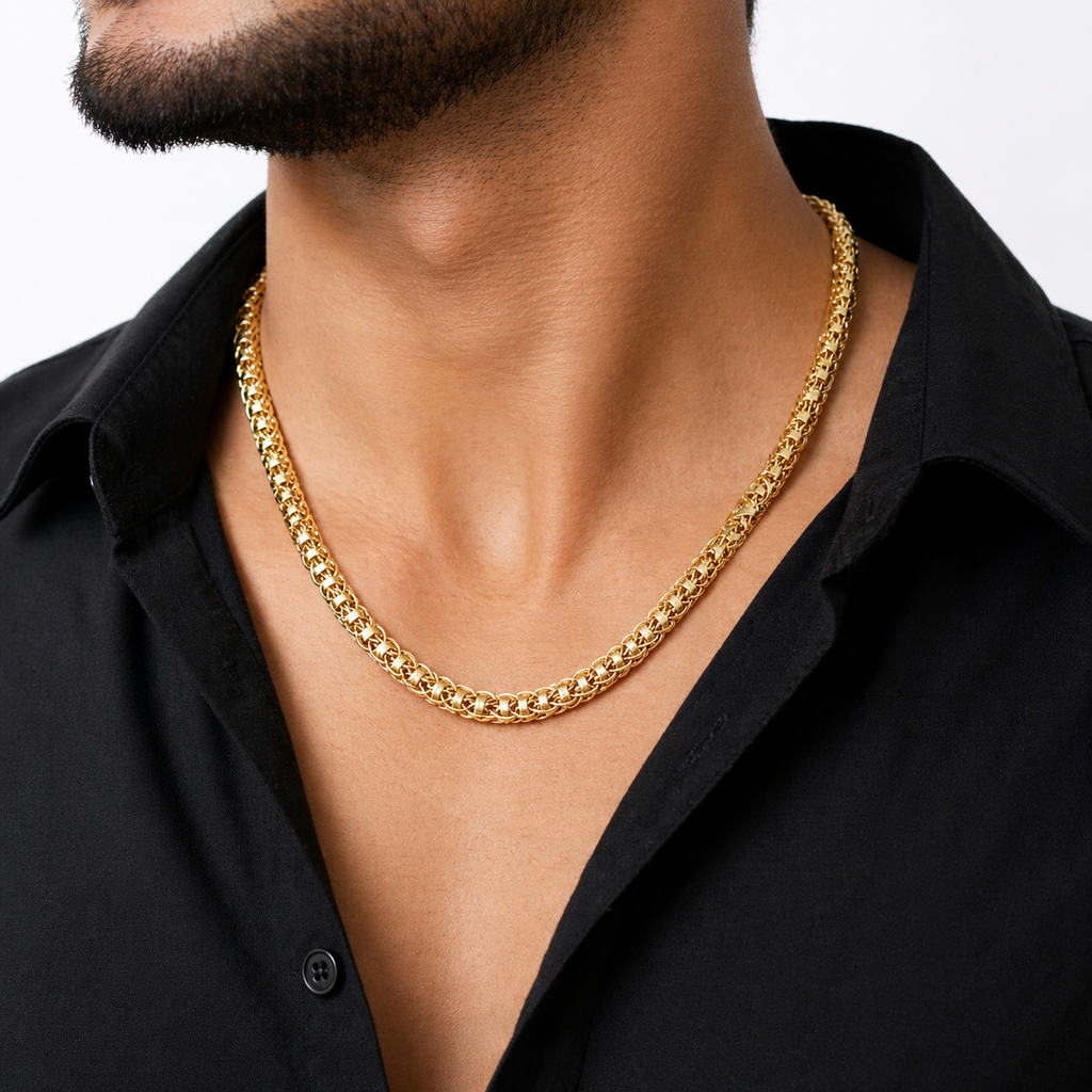 Classic Basket Weave 24K Gold Plated Chain