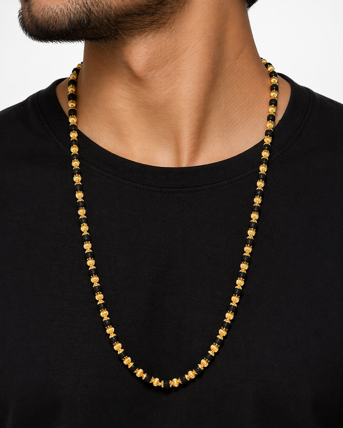 Royal Black & Gold Beaded Chain Secondary image
