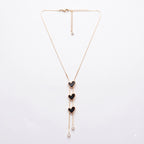 Trio Black Heart Cascade Necklace
