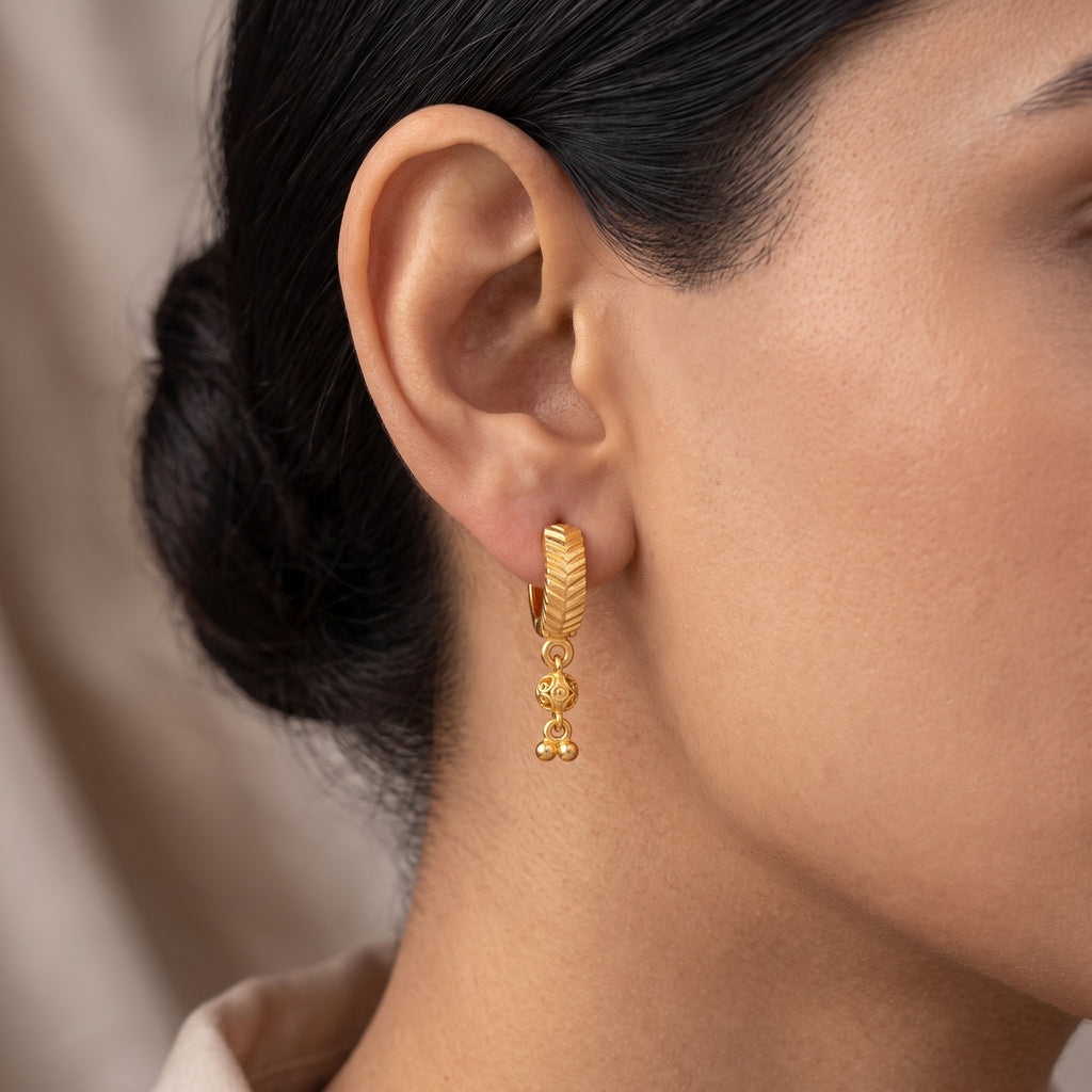 Textured Hoop Drop Earrings