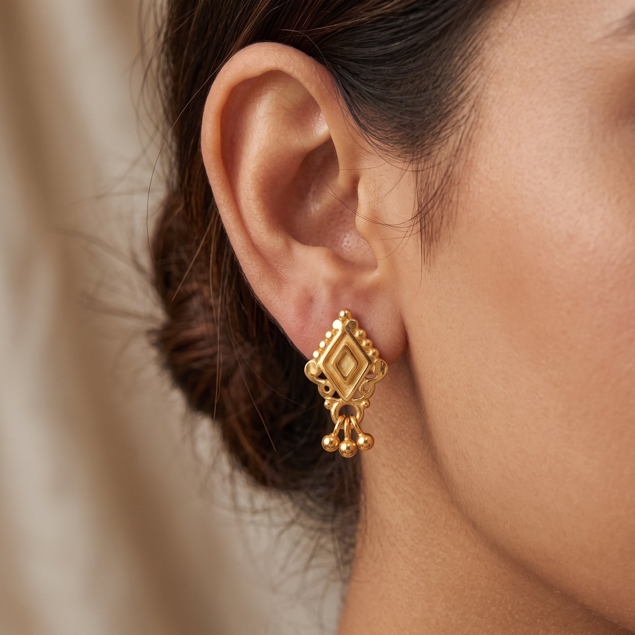 Geometric Drop Stud Earrings Secondary image