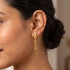 Textured Bar Chain Tassel Drop Earrings