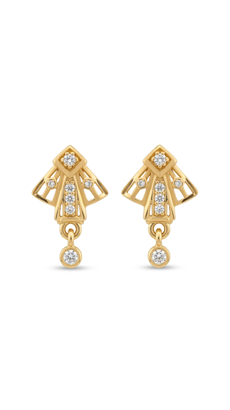 Elegant Diamond Drop Gold Earrings Main image