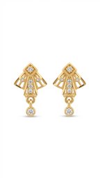 Elegant Diamond Drop Gold Earrings